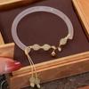 Pulsera de cuentas de jade imitación estilo chino nuevo, diseño de nicho femenino, retro versátil, pulsera de flores con costuras, joyería