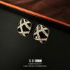 Dark Wind Oil Drip Diamond Geometric Square Brincos Nicho Light Luxo Elegante Xadrez Brincos Advanced Sense Colar terno