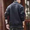 Sudadera retro de algodón con mecha, media cremallera y cuello alto para hombre, tendencia otoño e invierno, holgada, casual, nueva chaqueta deportiva