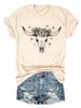 Amazon eBay tienda independiente moda casual para mujer patrón de cabeza de vaca flor estrella algodón manga corta camiseta camisa base para exportación