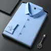 Camisa para Hombre de Alta Calidad, Ligeramente Gruesa, Sin Costuras, Estilo Business Casual, No se Arruga, de una Sola Cara, Casual, Versátil, Manga Larga, Ropa para Hombre