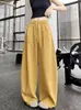 Pantalones Casuales Transpirables Azules de Cintura Alta 2026 Nuevo Verano Delgados Rectos de Pierna Ancha Sueltos Estilo Perezoso Pantalones de Aire Acondicionado