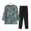Camisa de Primavera e Verão da Vovó Manga Média Conjunto Roupas para Mulheres de Meia-Idade e Idosas Roupas de Verão da Mamãe Tops para Mulheres Idosas
