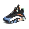 Zapatillas Deportivas para Niños Mayores con Hebilla Giratoria, Nuevo Modelo de Primavera, Superficie de Cuero con Polar Añadido, Zapatos de Malla para Niños y Niñas