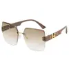 Gafas de Sol 2025 Nuevas Sin Marco Cortadas al Borde, Tendencia Europea y Americana Frescas con Protección Solar y Protección UV para Hombres y Mujeres, Gafas de Sol de Moda y de Alta Gama
