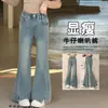 Pantalones de Niña Primavera 2026 Estilo Nuevo Pantalones Acampanados para Niños Mayores, Jeans Acampanados Elásticos Estilo Coreano para Niñas