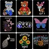 Borda Quente Cruzada Diamante Crianças Roupas Infantis Cachorro Desenho Animado Animal Transferência Quente Strass DIY Camiseta Acessórios Padrão Adesivo de Diamante Quente