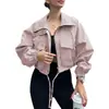 Chaqueta corta de otoño de color liso para mujer, estilo gabardina con cremallera, 2026, transfronteriza, europea y americana