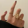 Anel Estrela e Lua Transfronteiriço Folha de Amor Geometria Conjunto de 10 Anéis Criativos Retrô Articulados Femininos