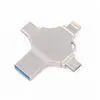 Compatible con memoria USB tipo C para teléfono móvil tipo cruz de Apple, memoria USB de alta velocidad USB 3.0 metálica cuatro en uno para teléfono móvil