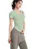 Top feminino de manga curta para yoga, alta elasticidade, corte justo, com bojos embutidos, top esportivo modelador, camiseta fitness de secagem rápida, novo modelo de verão