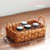 Cesta de almacenamiento tejida con virutas de madera hecha a mano de fábrica, cesta de almacenamiento de artículos diversos de cocina, cesta de catering, cesta de picnic de frutas