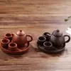 Mini Tetera de Arcilla Púrpura Tetera de Punta de Dedo Mascota de Té Fumando Adornos de Té con Leche Juego de Té Kung Fu para Niños Juego de Tazas de Té Bandeja de Té