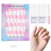 24 Peças de Unhas Postiças Usáveis para Adultos Produtos Acabados Transfronteiriços Patches de Manicure de Alta Qualidade Manicure Amêndoa Removível Atacado