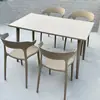 Mesa y Sillas para Comedor Exterior Acero al Carbono Mesa Rectangular Mesa de Comedor de Acero Inoxidable Aire Libre Comercial Restaurante Bar Colocación Exterior