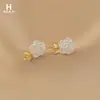 Brincos de Prata 925 Esterlina Esmaltados com Pérola e Flor de Zircônia para Mulheres, Novo Modelo Popular, Brincos Clássicos de Luxo de Alta Qualidade