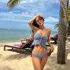 2025 Nuevo Verano Estilo Coreano Dividido Sexy Sexy Cintura Baja Espalda Descubierta Cintura Tubo Top de Tubo Lazo Traje de Baño de Vacaciones para Mujeres