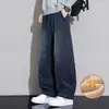 Pantalones Vaqueros Gruesos de Invierno con Forro de Polar para Hombre, Pantalones Casuales de Mezclilla Cálidos Nuevos, Pantalones Largos de Pierna Ancha Estilo Americano para Hombre
