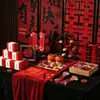 Decoração e ornamentos para mesa de chá de casamento, arranjo de mesa para decorar a sala de estar, quarto de noiva de alto padrão, conjunto de cerimônia de chá de noivado estilo chinês novo