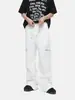 Ropa Mtl para Hombre Ropa Americana High Street Plisado Empalme Cremallera Cordón Algodón Puro Ropa de Trabajo Pantalones Casuales Versátil