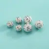 Contas Espaçadoras Foscas Jateadas de Prata Esterlina S925, Contas Redondas Esfera de Areia Brilhante, Contas Soltas para Pulseira de Miçangas Cristal Pérola Feita à Mão DIY