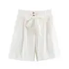 Shorts Casuales Elegantes de Cintura Alta Plisados Estilo Europeo y Americano Transfronterizo Moda Nueva 2026 con Cinturón de Lazo 8372225