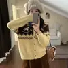 Cárdigan de punto jacquard Fair Isle para mujer, nuevo estilo otoño e invierno, diseño tridimensional de poni, suéter holgado de cuello redondo, prenda exterior para mujer, moderno