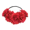 Europa y Estados Unidos Transfronterizos 5 rosas rojas corona de flores para el pelo diadema novia accesorios para el pelo de boda fiesta festiva banda para el pelo de flor artificial