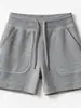 Shorts de verão cinza finos femininos de cintura alta emagrecedores versáteis casuais de perna larga de comprimento médio para pessoas baixinhas