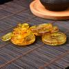 Adorno de Moneda de los Cinco Emperadores de Cristal, Decoración para Coche y Hogar Qianlong Tongbao, Moneda Antigua de Bronce que Atrae Riqueza, Moneda de Cristal Amarillo