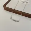 Nova Colar S925 Prata Esterlina Geométrico com Zircônia Mais Vendido para Mulheres Inlaid com Pedra Navete em Forma de Pera Corrente Assimétrica Versátil para Clavícula