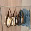 Bolsa Tote de Lona Listrada de Grande Capacidade para Mulheres 2025 Estilo K Versátil para Trabalhador de Escritório Casual Roupas de Trabalho Bolsa de Ombro Transversal