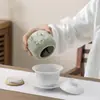 Hongyue Ceniza de Hierba Gato de la Fortuna Lata para Té Cerámica Hogar Pequeña Lata de Almacenamiento de Té Estilo Chino Almacén de Té Frasco Sellado a Prueba de Humedad