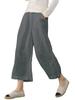 Calça Cropped de Linho de Algodão Lisa para Primavera/Verão 2023 Feminina, Casual Solta, Perna Larga; Calça de Linho de Algodão de Perna Larga Feminina para Verão