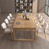 Combinación de Mesa y Silla de Oficina Estilo Nórdico de Tronco Mesa Larga Creativa para Sala de Capacitación Mesa de Conferencia de Madera Maciza para Empresa Grande
