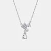 Colar de flor de glicínia feminino pingente grande de zircônia em formato de gota design de nicho exclusivo para venda cruzada corrente para clavícula