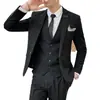 Traje Rayado para Hombre 2020 Set de Tres Piezas Estilo Coreano Juvenil Corte Slim Talla Extra Vestido de Boda Banquete Ropa Formal