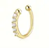 Anillos de Nariz Plateados Galvanizados Transfronterizos, Tachuelas para Nariz, Brazaletes para Oreja, Pendientes Finos de Diamante, Anillos para Labio Únicos Estilo Bohemio Europeo y Americano, Accesorios para Orejas Unisex