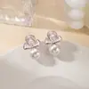 Pendientes de Flor de Cristal Ojo de Gato Incrustados con Diamantes Púrpuras Estilo Ins Corea del Sur Pendientes con Sentido de Diseño Retro Dulce de Hada