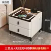 Mesita de noche inteligente con carga inalámbrica, altavoz, cerradura de huellas dactilares, mueble moderno minimalista de tres cajones, almacenamiento de lujo ligero para dormitorio