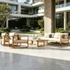 Mesa y Sillas de Teca para Exteriores Villa al Aire Libre Mesa y Sillas de Comedor de Madera Anticorrosión Muebles de Jardín para Balcón Exterior Personalización de Fábrica Transfronteriza