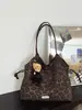Bolsa Tote Estilo Coreano Ins Preguiçosa Estampa de Leopardo Rosa Grande Capacidade para o Trabalho e Deslocamento Bolsa de Lona Versátil e Fashionável de Ombro Único