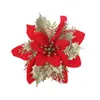 15cm Navidad Polvo Dorado Calado Flor Estéreo DIY Flor Espolvoreada con Cebolla en Polvo Guirnalda de Árbol de Navidad Accesorios Ropa Festiva