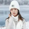 Nuevo Conjunto de 2 Piezas de Sombrero y Bufanda para Mujer, Invierno al Aire Libre A prueba de Frío Espesado Tejido de Lana Sombrero y Calentador de Cuello Conjunto