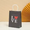 Bolsa de Regalo para el Día de San Valentín, Bolsa para Empaque de Recuerdos, Bolso de Mano de Papel Kraft con Patrón de Amor, Bolsa de Regalo, Bolsa de Papel para el Día de San Valentín Chino