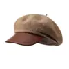 Boina de Lana Sombrero de Otoño e Invierno Cortavientos Cálido Retro Sombrero de Pintor Versátil que Afina el Rostro Sombrero Octagonal Pequeño Otoño Mujer