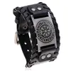 Item de Venda Quente Transfronteiriça: Pulseira de Couro Viking Nórdico com Bússola Trançada Vintage, Acessório de Pulso Masculino de Couro Genuíno