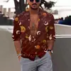 Camisa Abstracta Estampada con Arte Degradado Nueva 2024 Para Salir Todos los Días Primavera Verano Camisa de Manga Larga Plegable
