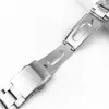 Pulseira de chapa de aço com três elos pulseira de aço inoxidável fivela de fecho duplo dobrável pulseira de arco de 20mm Acessórios universais para relógio