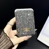 Soporte de Tarjeta Magnético de Lujo de Gama Alta con Diamantes de Imitación y Cristales, Piel Sintética, Adecuado para Apple 16Promax, Soporte de Tarjeta Magsafe